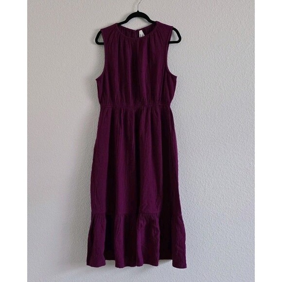 Pact 100% Organic Cotton Coastal Double Gauze Lavender Midi Dress Size XL - Picture 2 of 10
